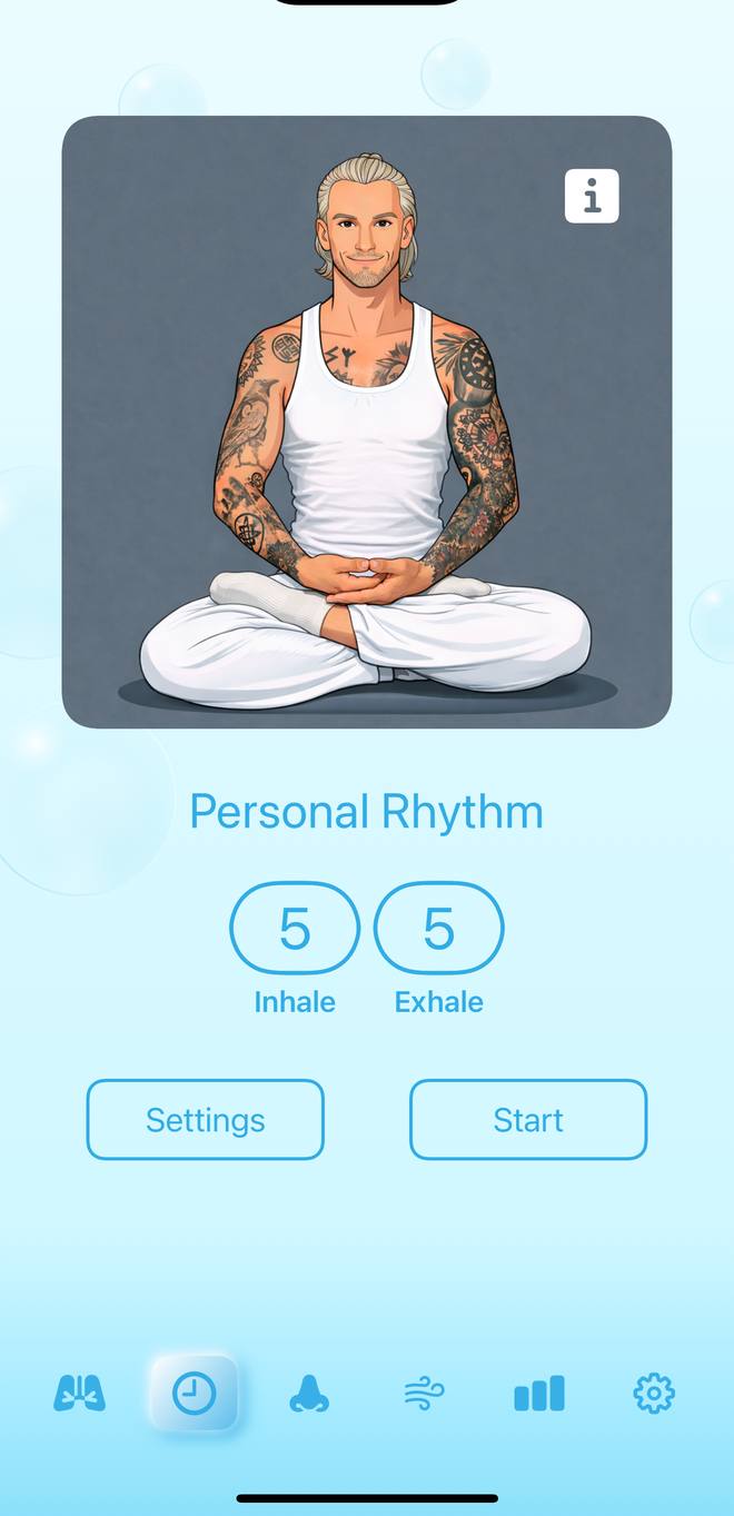 Personal Rhythm practice screen