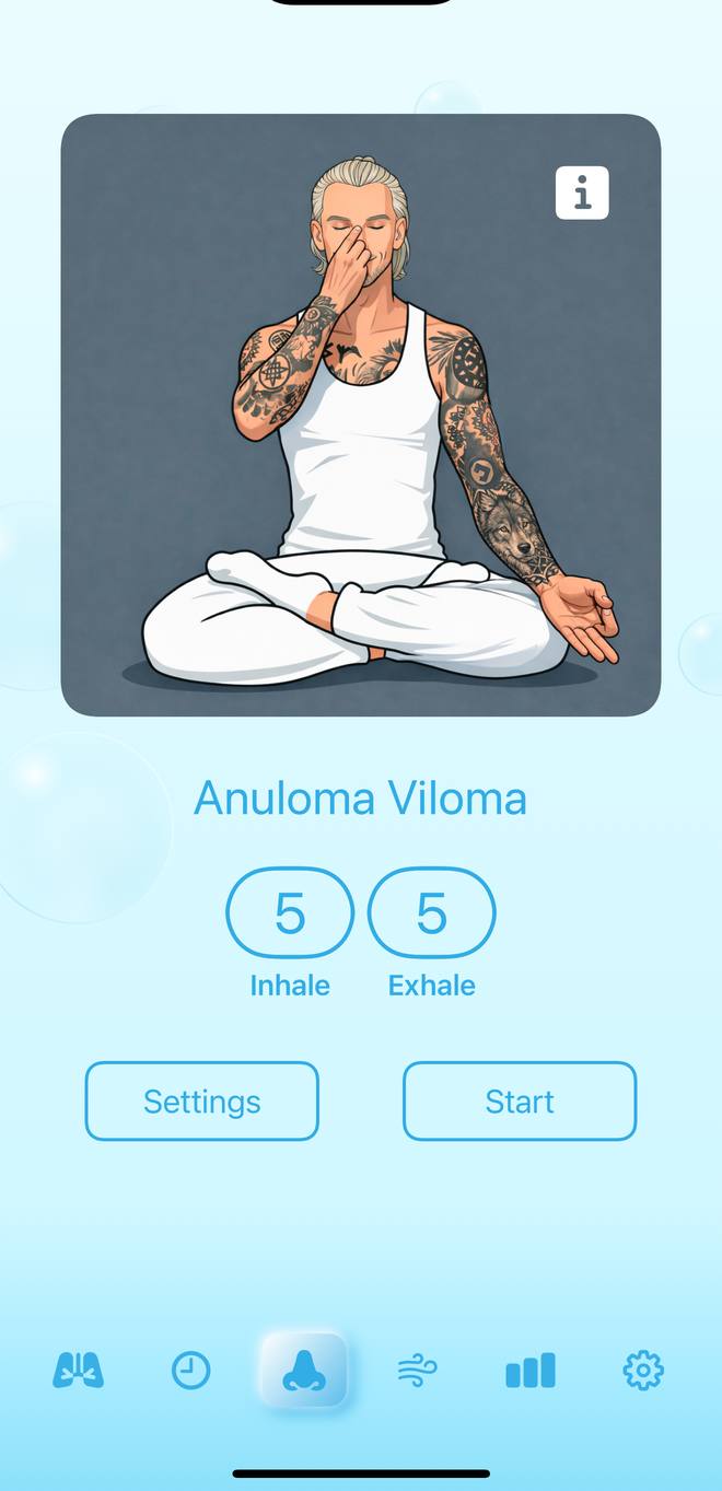 Anuloma Viloma practice screen